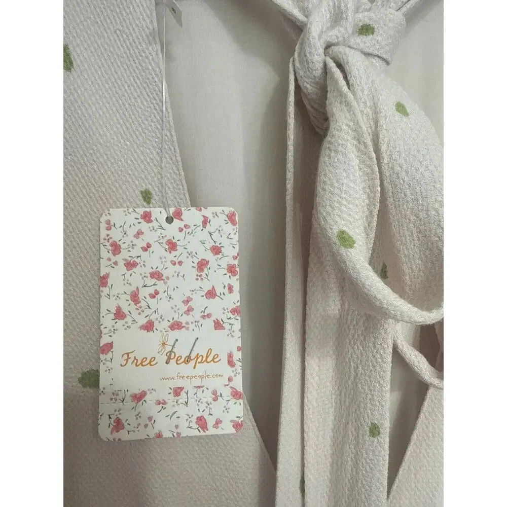 Free People NWT Abbie Printed Fit and Flare Ivory Mini Dress Size 8